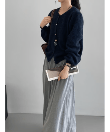 fluffy knit cardigan  / 6color　hm2630