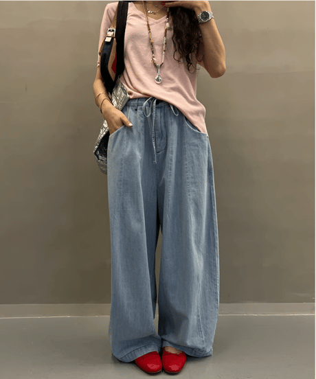 drawstring denim pants / 2color　hm2347
