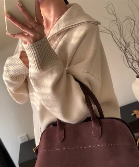 w-zip knit cardigan / 4color　hm2632