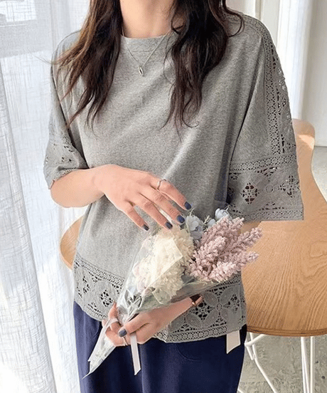lace sleeve top / 3color　hm2979