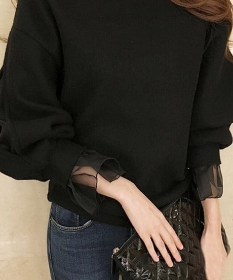 sleeve chiffon tops / 3color　hm1855