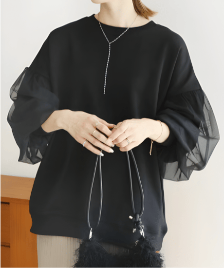 sheer sleeve sweatshirt / 5color　hm2576
