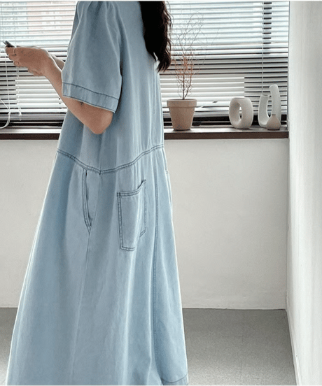 denim midi dress / 2color　hm2860