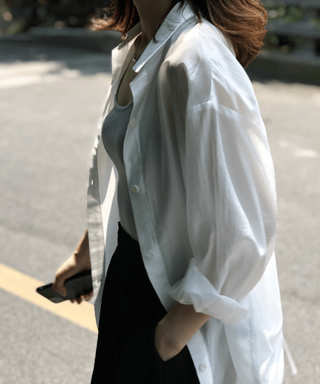 sheer open back shirt / 2color　hm1365