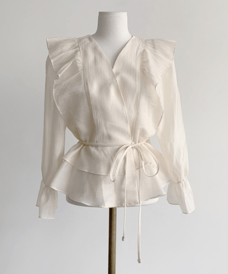 frill wrap blouse / 4color　hm2824