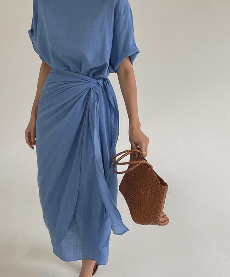 wrap linen dress　hm2868