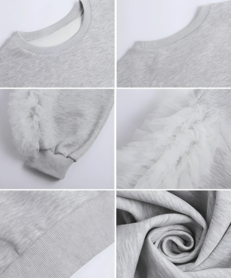 tulle sleeve sweatshirt / 3color　hm2661