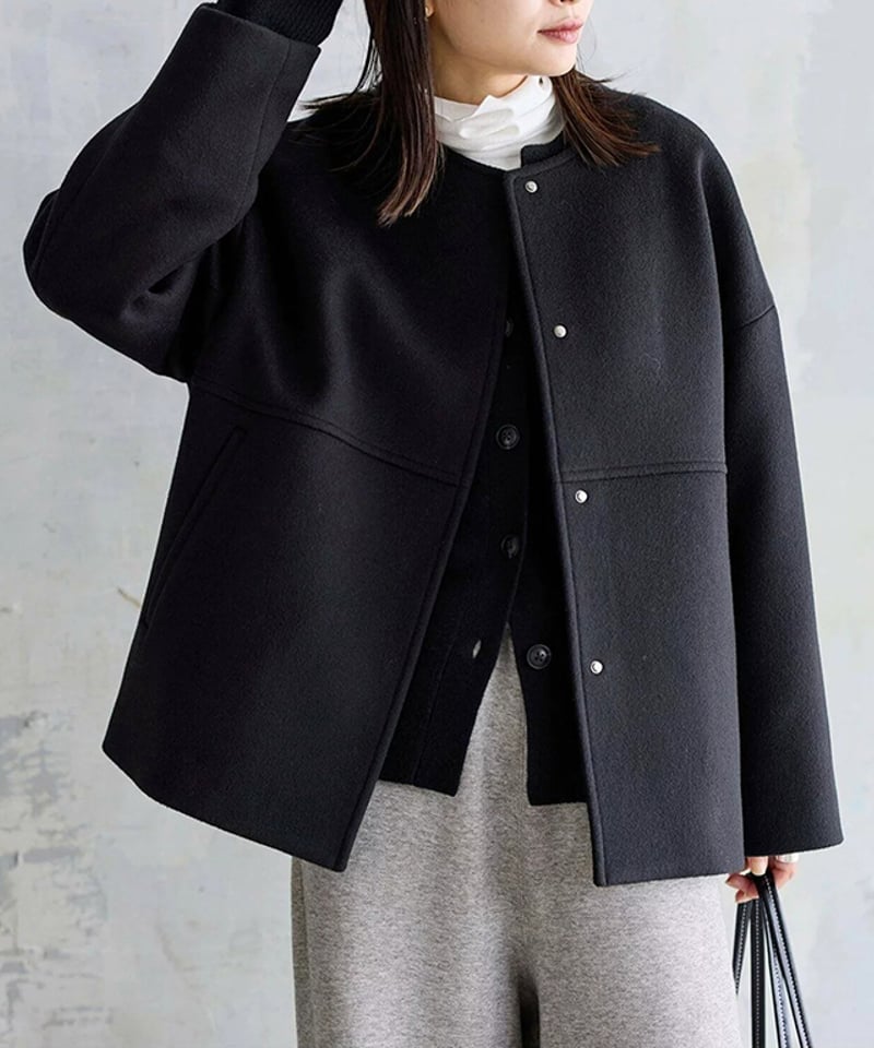 collarless short jacket / 4color hm2624 | Her Me