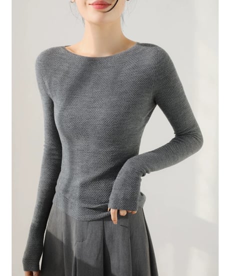 herringbone knit shirts / 4color　hm2781