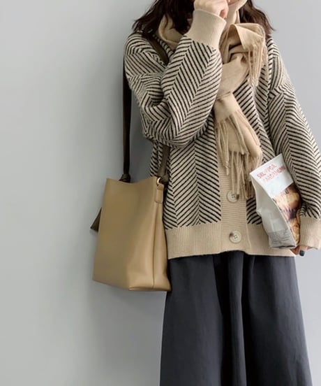 herringbone knit cardigan / 3color　hm1737
