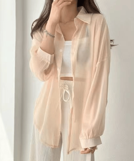 sheer loose shirt / 7color　hm2881