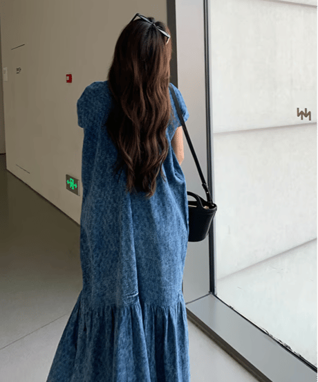 flared denim dress　hm2867