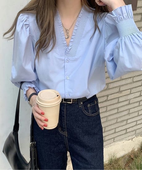 french puff blouse / 2color　hm2930