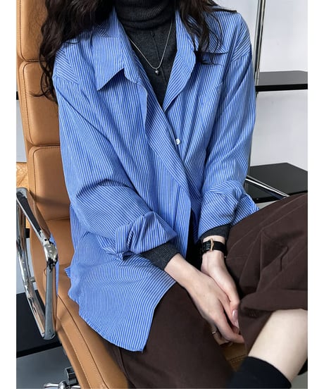 striped irregular blouse / 2color　hm2042