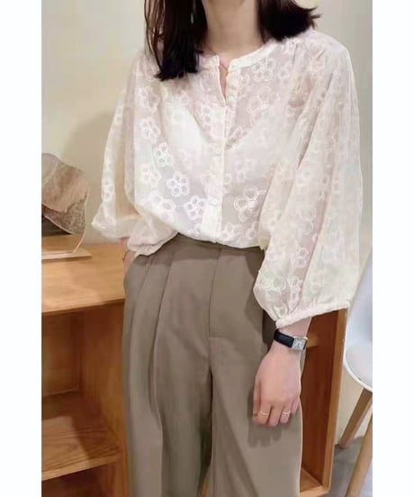 embroidered sheer blouse　hm2929