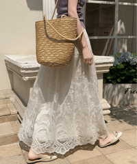 embroidered lace skirt　hm2871