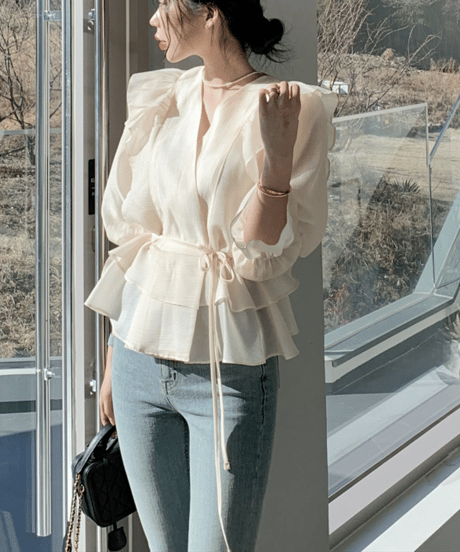 frill wrap blouse / 4color　hm2824