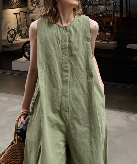 retro sleeveless jumpsuit / 2color　hm2475