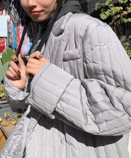 striped quilted down coat / 2color　hm1215