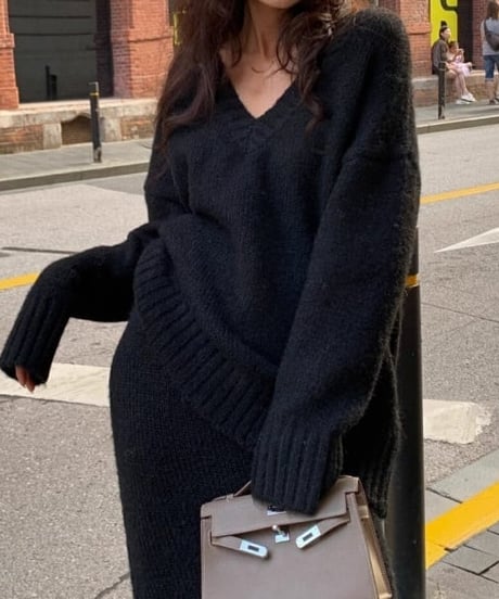 relaxe knit & skirt set-up / 4color　hm1808