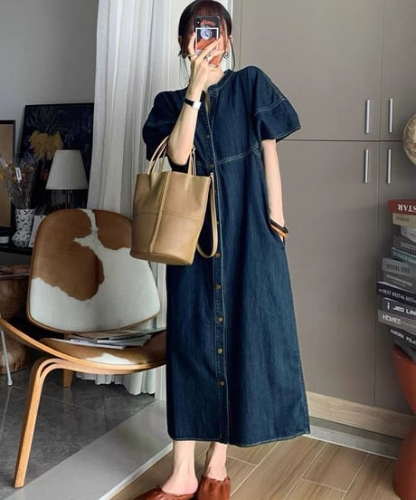 denim button dress　hm2924