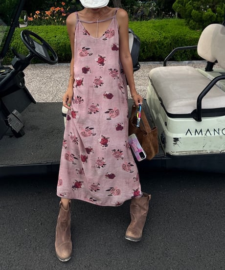 retro pomegranate print dress　hm1622