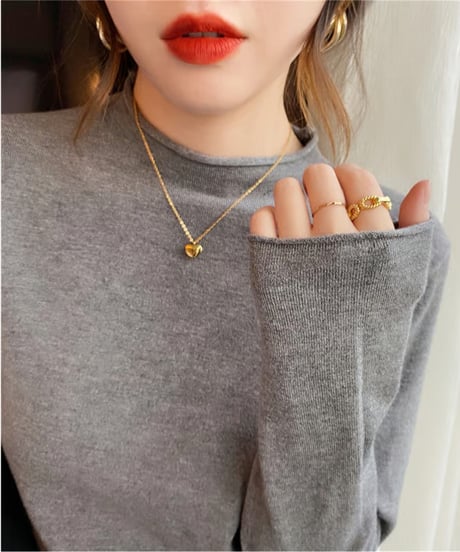simple high-neck knit / 9color　hm2695