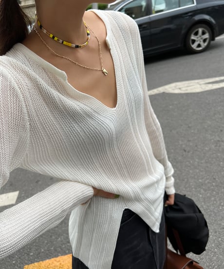v-neck knit sweater / 2color　hm1040