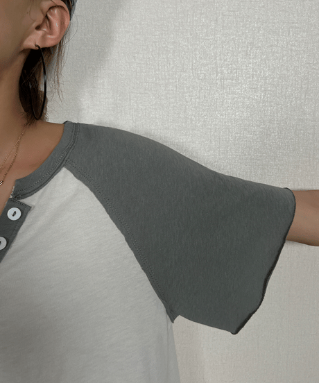 casual button t-shirt / 2color　hm1645