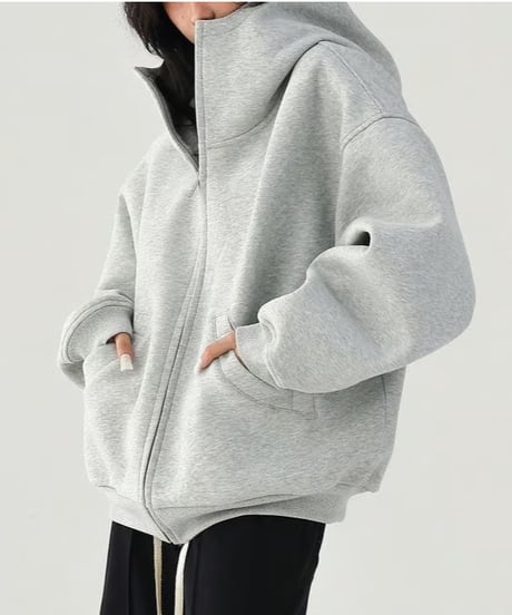 high neck zip hoodie / 2color　hm2745