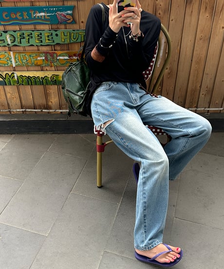 broken denim pants / 2color　hm1920