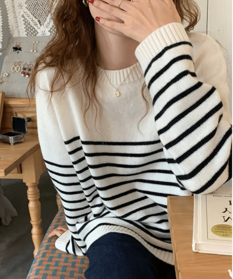 stripe knit top　hm2554