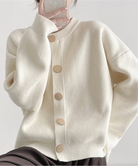 crewneck knit cardigan   / 3color　hm2603