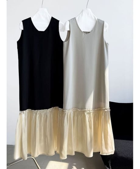 gather maxi dress / 2color　hm2329