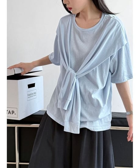 tie detail t-shirt / 3color　hm2273
