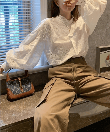 embroidered cotton blouse　hm2899