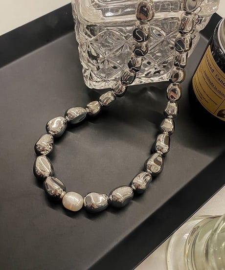 metal & pearl necklace / 2type　hm2039