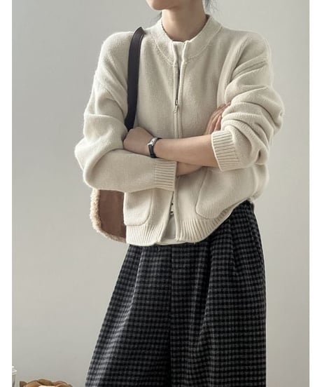 double zipper cardigan / 4color　hm1781