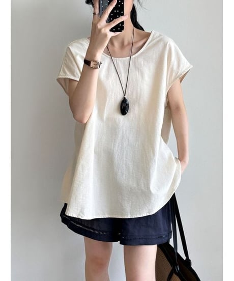 v-back flare blouse / 2color　hm2405