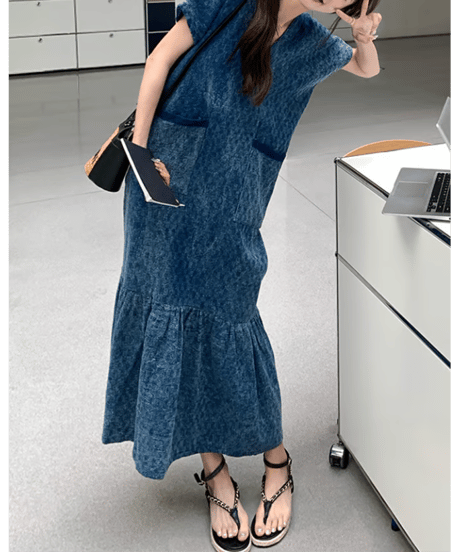 flared denim dress　hm2867