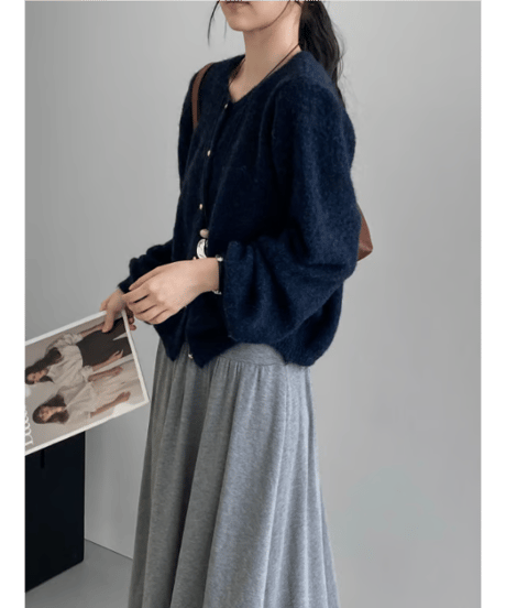 fluffy knit cardigan  / 6color　hm2630