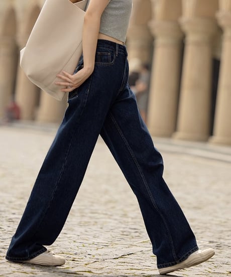 high waist straight jeans pants　hm2001