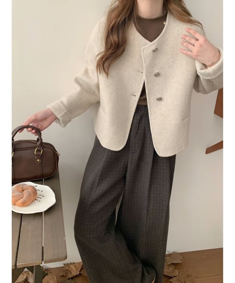 chic no-collar jacket / 5color　hm2705
