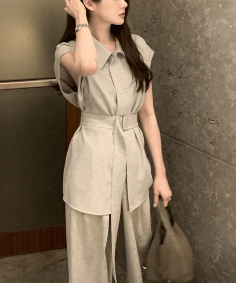 collared pants set / 3color　hm2863