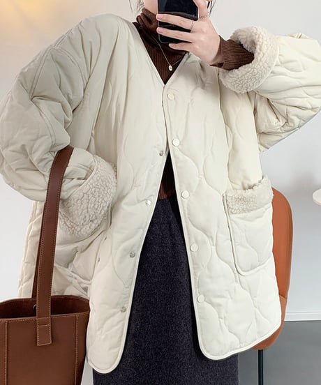 quilting boa coat / 2color　hm2709