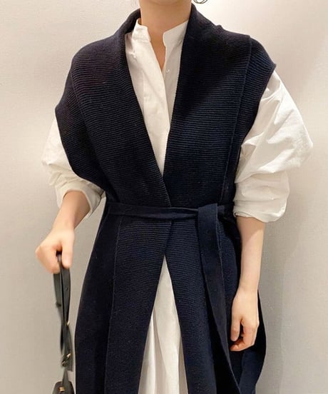 puff sleeve dress / knit vest　hm1721