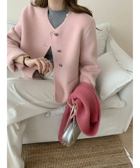 chic no-collar jacket / 5color　hm2705