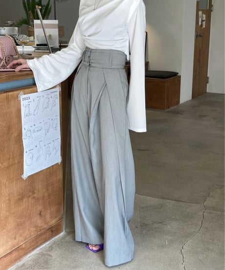 tuck wide slacks / 2color　hm2822