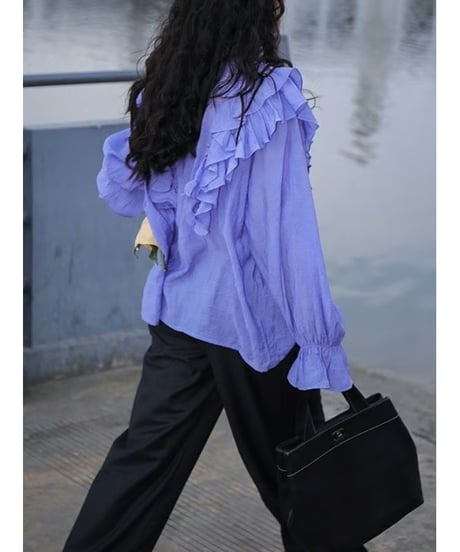 bowtie frill purple blouse　hm2000