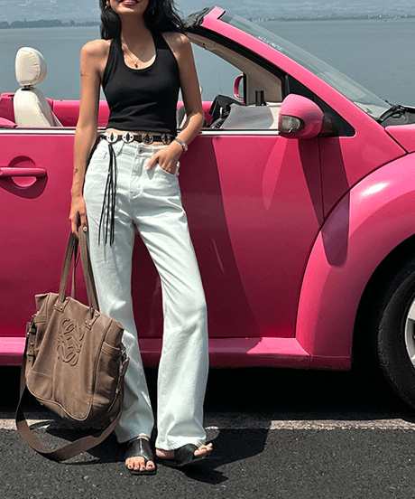 collar denim pants / 2color　hm1383